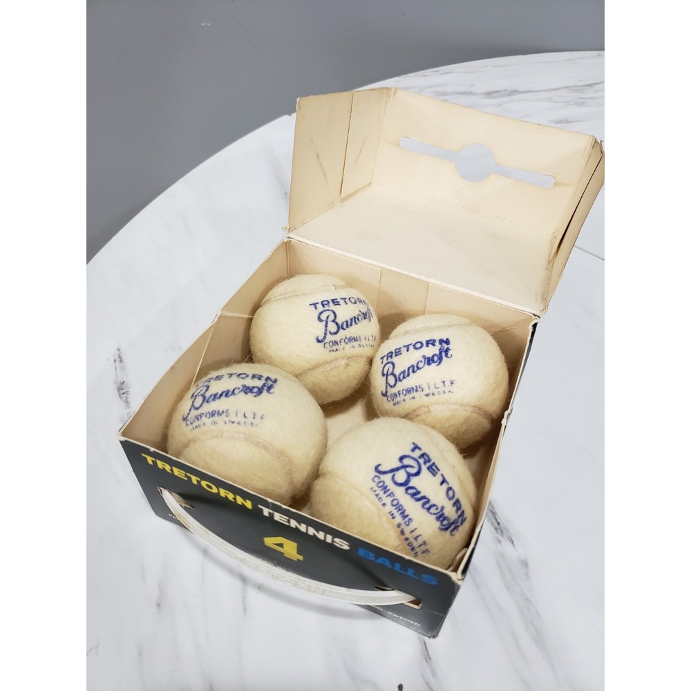 Vintage Bancroft Tretorn Tennis Balls 4 Pack Made in Sweden Boxed
